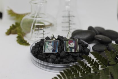 Xmas Cats - French Clip earrings, silver tone, square - Image 2