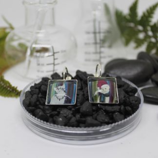 Xmas Cats - French Clip earrings, silver tone, square